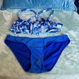 Victoria’s Secret extra small padded pink bikini top tie dye blue white small